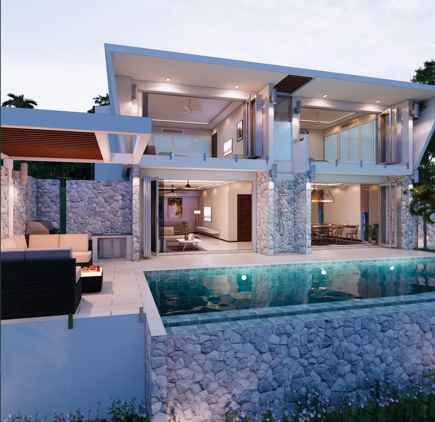 Luxury 3, 4 and 5 bedrooms private pool villas with a “million dollar” sea view in Choeng Mon-VIL0128 — vue 1