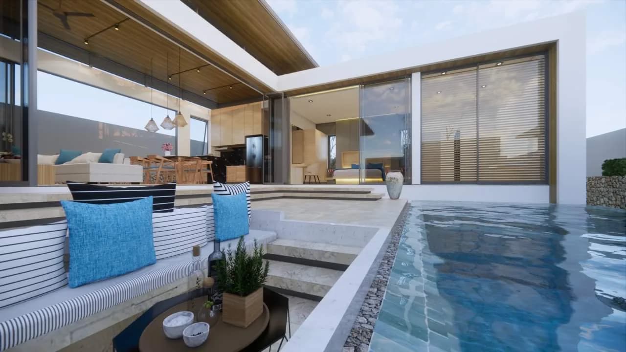 Sensational modern 2 and 3 bedroom private pool villas for sale within a boutique Maenam development-VIL0165 — vue 1