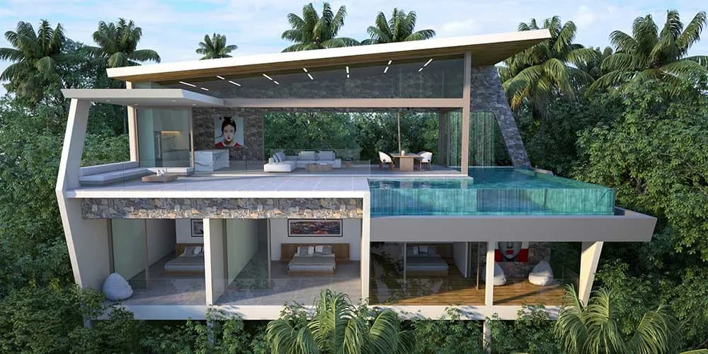 One of a kind 3 bedroom villas with stunning sea views only 200 meters from Chaweng Noi beach – VIL0312 — vue 1