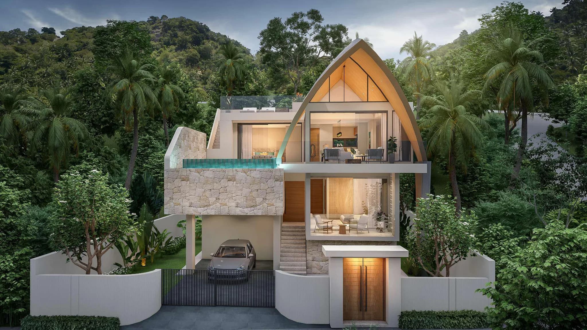 Unique beautiful 3 bedroom villas with stunning sea views 200 m from Bang Por beach – VIL0354 — vue 1