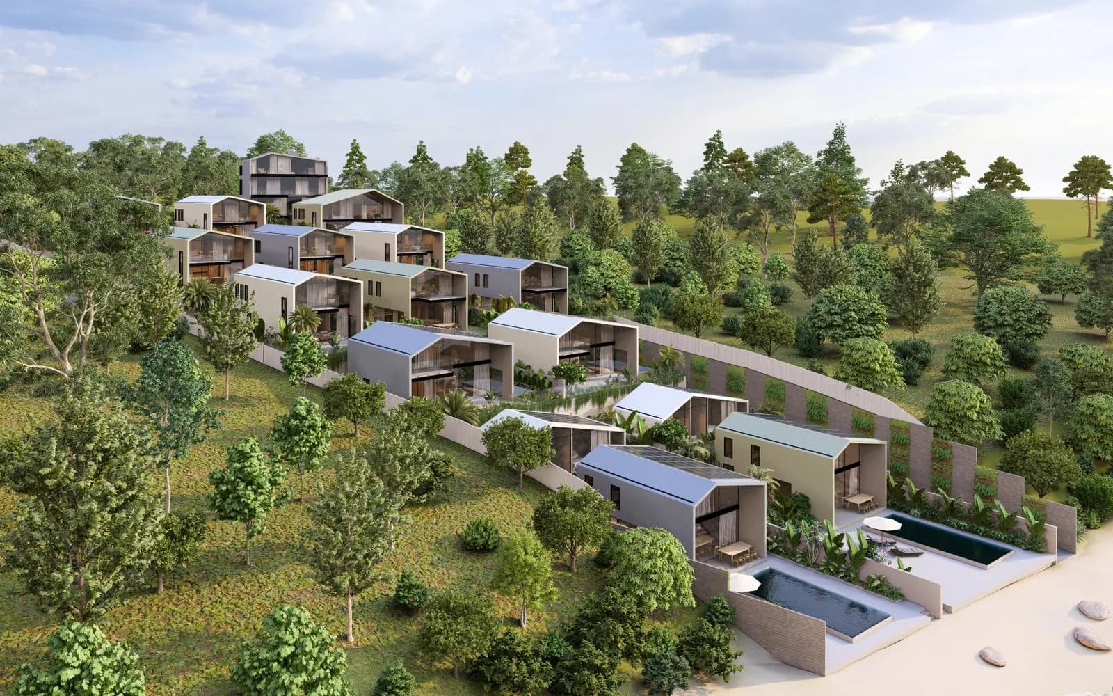 New luxury development of 14 beachfront 5 bedroom villas in Lamai – VIL0413 — vue 1