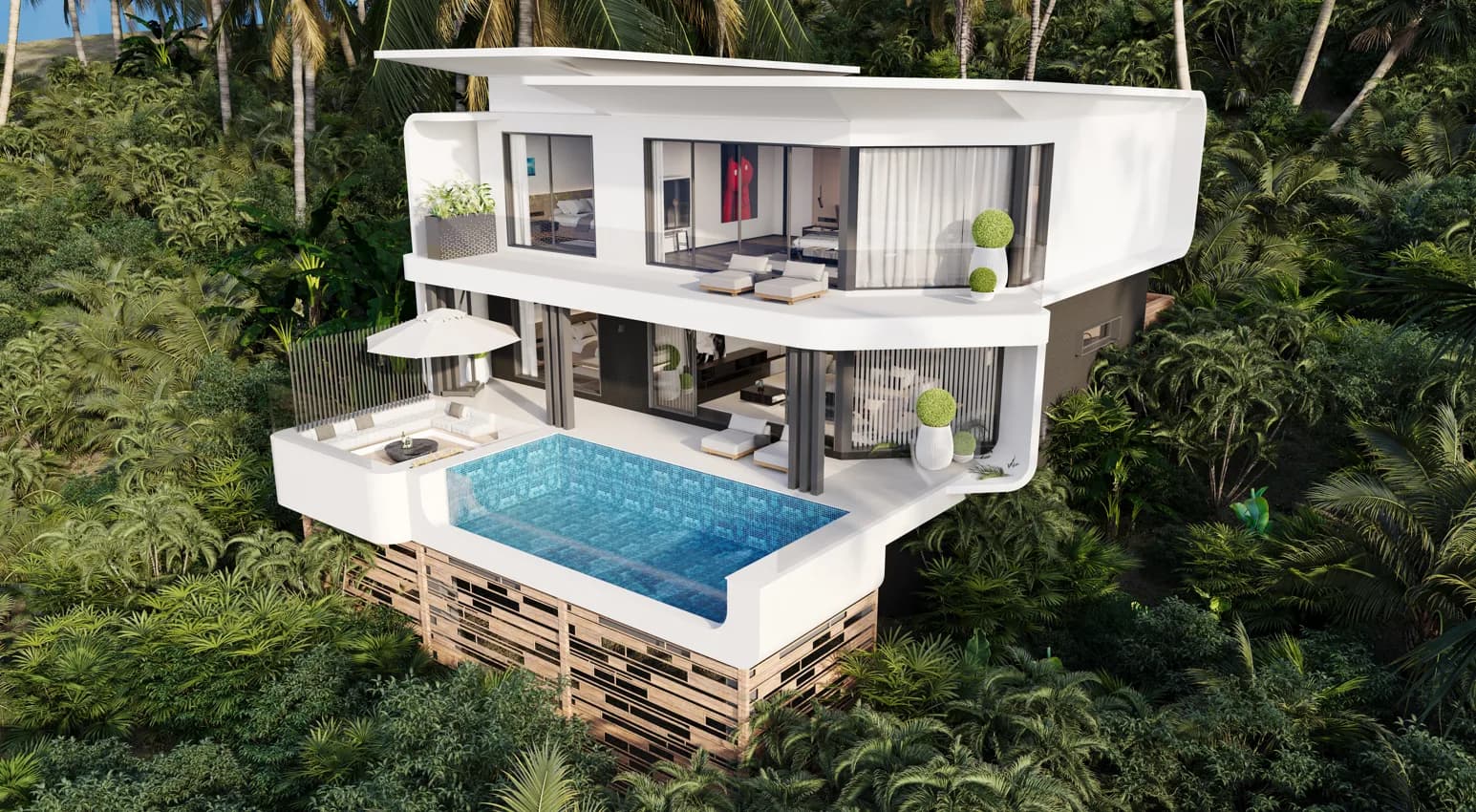 3 bedroom villas with unobstructed sea views in Chaweng Noi – VIL0476 — vue 1