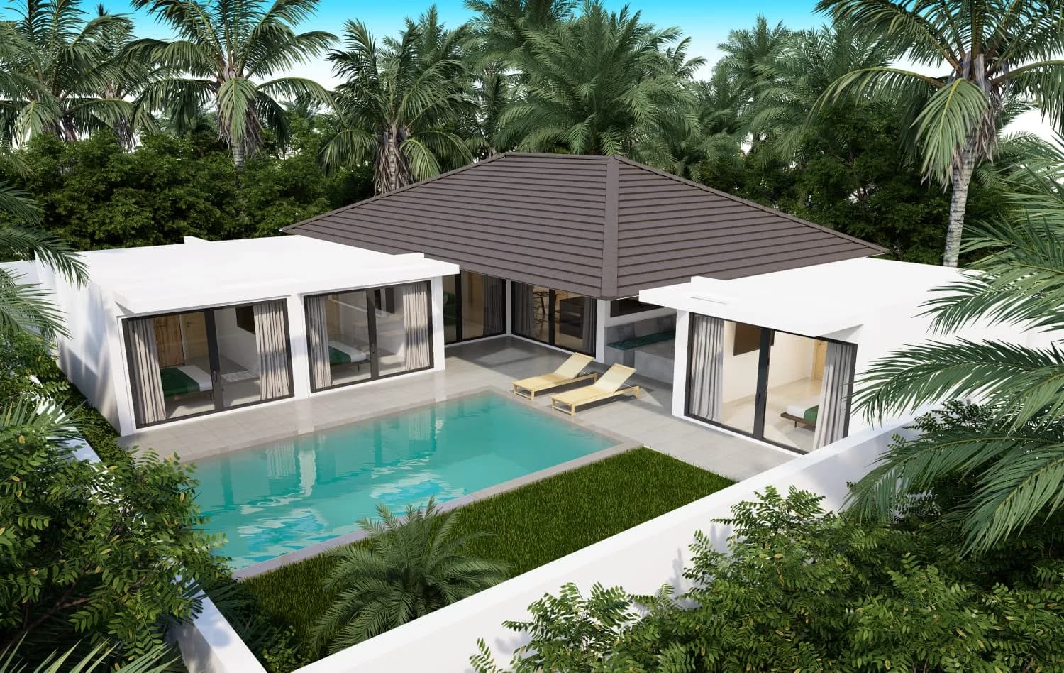2 and 3 bedroom villas with a private pool at an affordable price in Bophut – VIL0522 — vue 1