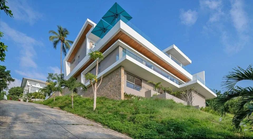 Unique exotic inspired 5 bedroom sea view villa on a beautiful hillside in Chaweng Noi-VIL0016 — vue 1