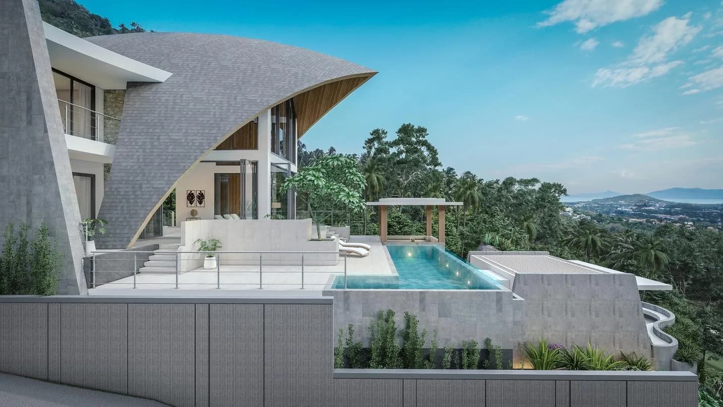 New magnificent off plan 3 bedroom villa with amazing sea views designed by award winning team in the unspoilt area of Laem Set – VIL0042 — vue 1