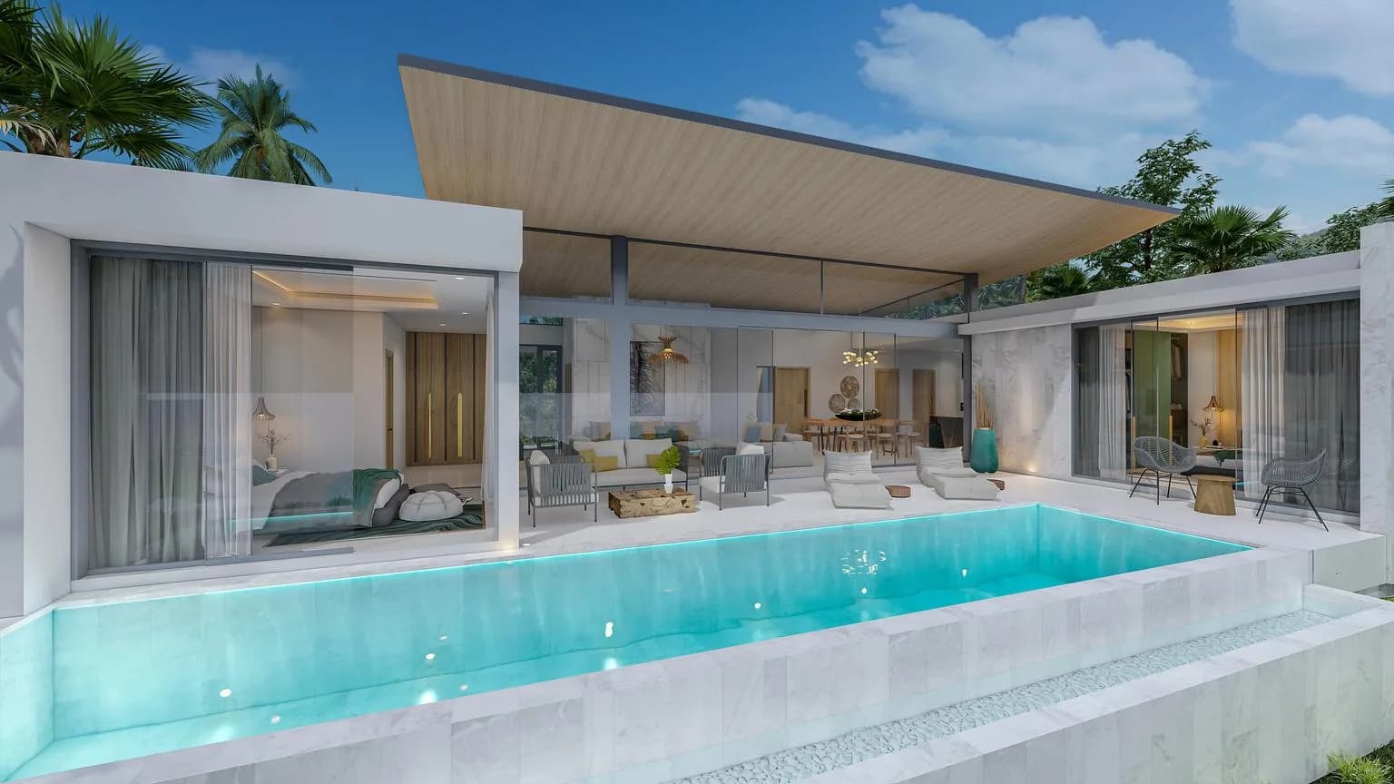 New boutique off plan development of four 2 and 3 bedroom villas designed by an award winning team in the picturesque area of Laem Set-VIL0043 — vue 1