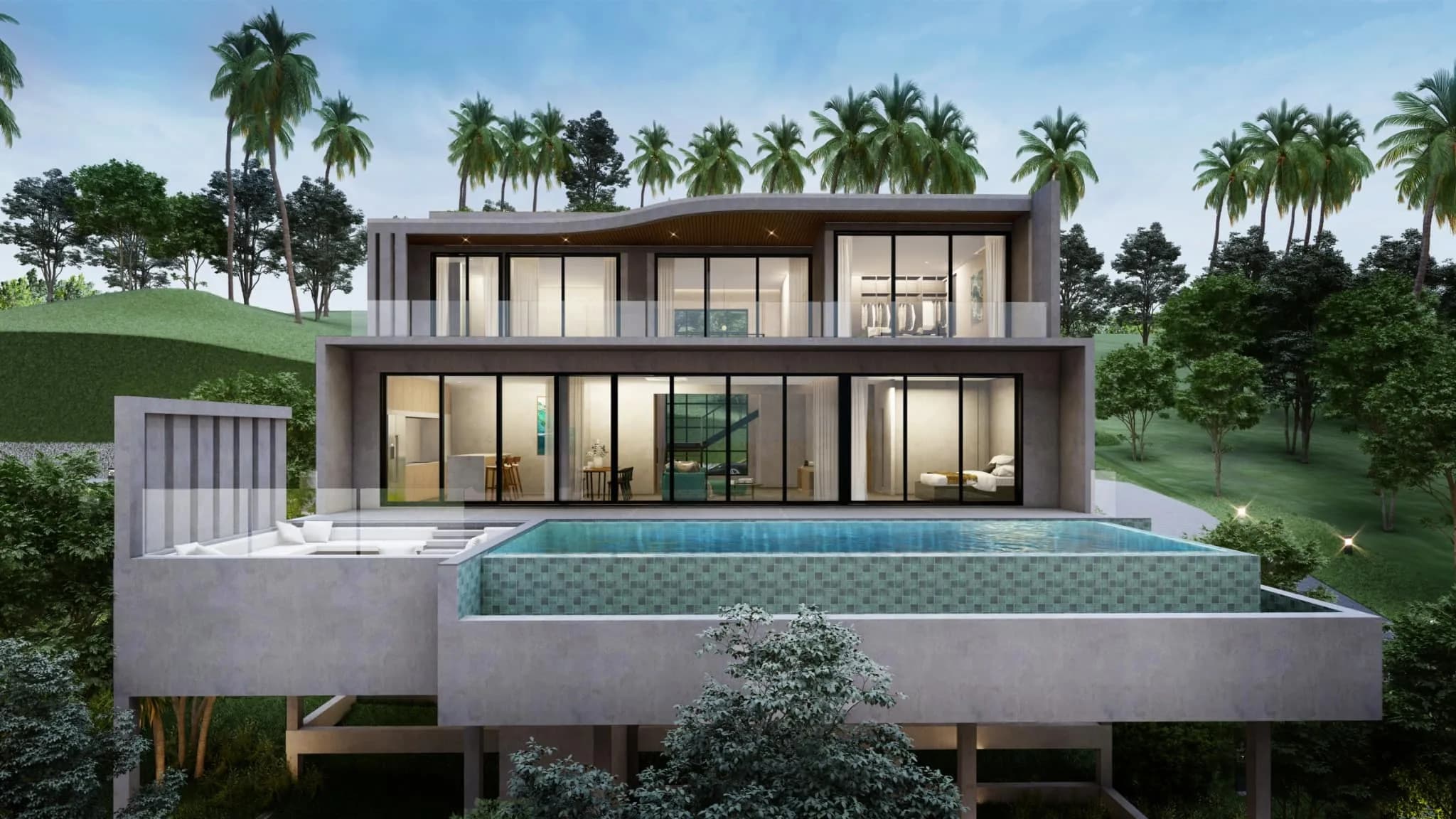 Last plot available with a 3 bedroom sea view villa with a private pool in the residence in Maenam-VIL0120 — vue 1
