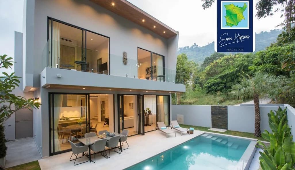 3 bedroom private pool villas with a twist of modern & Bali style interior design in Samui-VIL0138 — vue 1