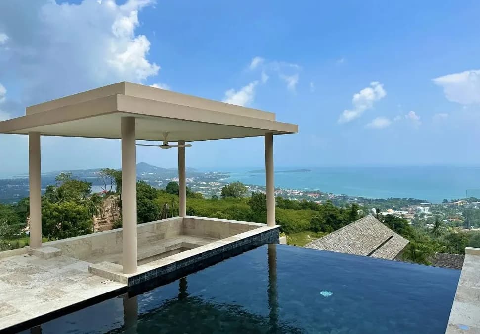 High quality newly built 3 bedroom villa in a traditional style with stunning sea views in Samui-VIL0152 — vue 1