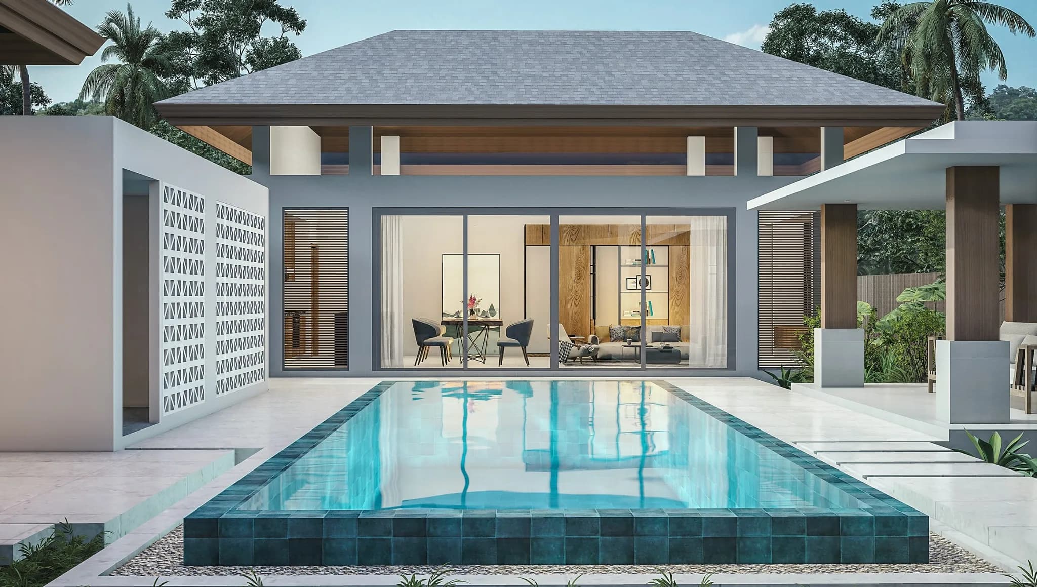 Bali style 3 bedroom private pool villa in Lamai – VIL0251 — vue 1