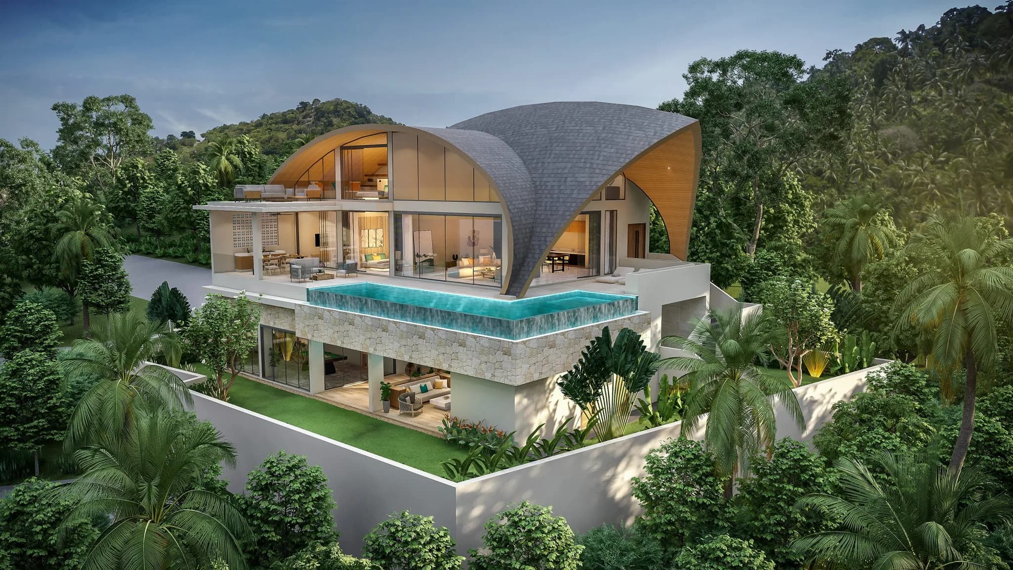 Unique award winning 3 bedroom villa with stunning sea views in Bang Por – VIL0352 — vue 1
