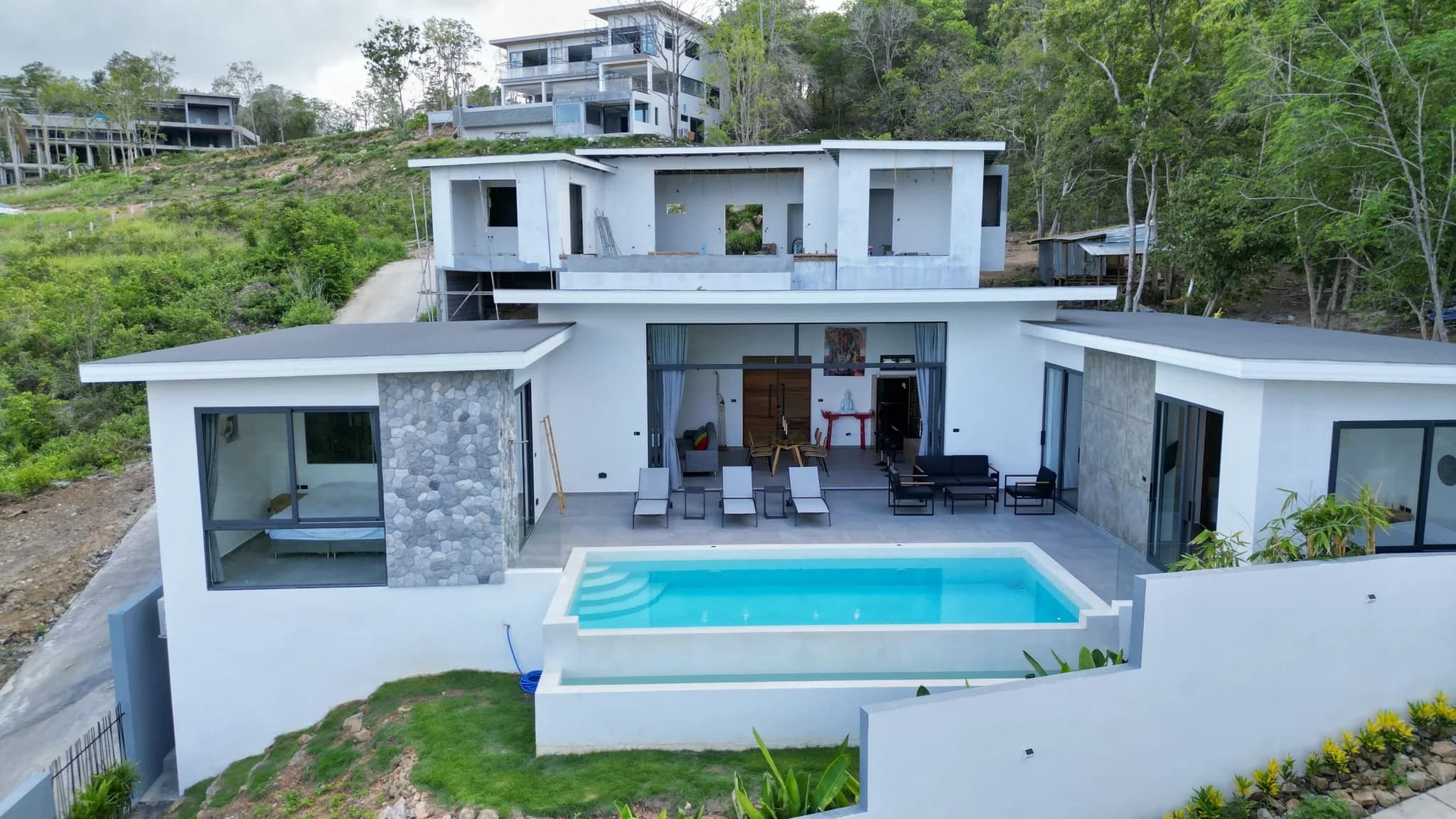 Newly built modern 3 bedroom sea view villa in Bophut hills – VIL0363 — vue 1