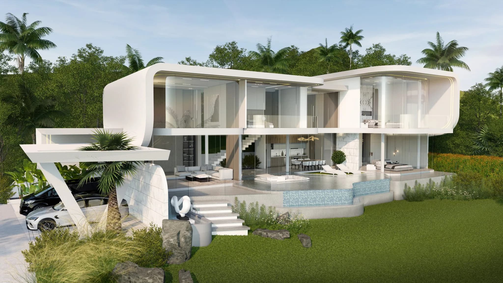 Modern off plan 3 and 4 bedroom villas with sea view in the hills of Bophut – VIL0399 — vue 1