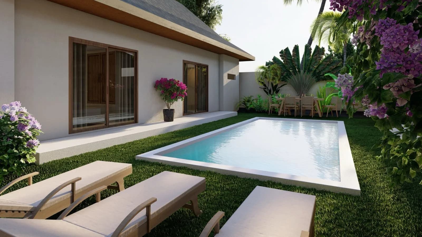 Affordable Bali style 3 bedroom private pool villas in Lamai – VIL0407 — vue 1