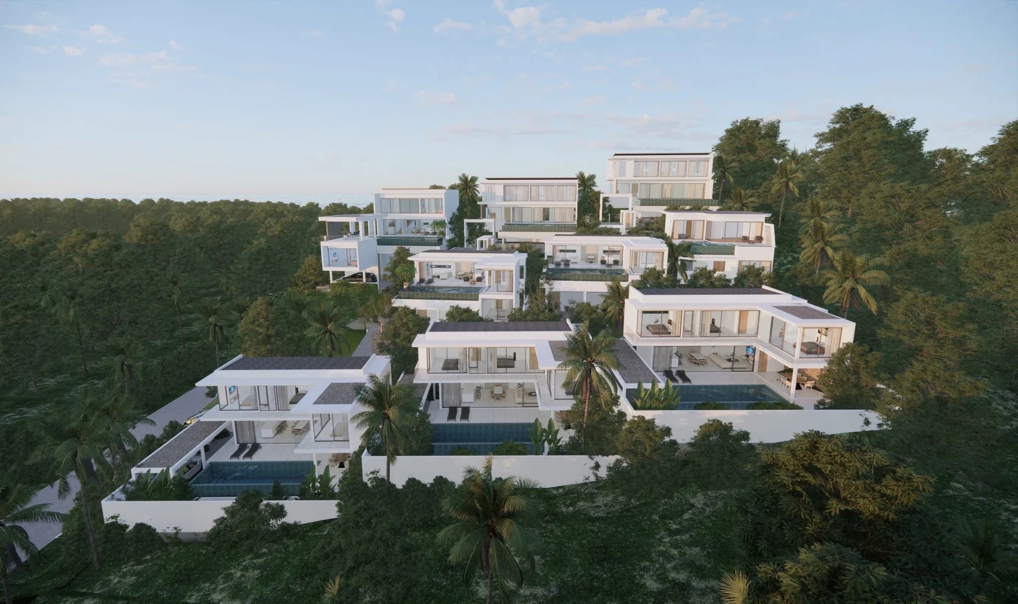 New project of contemporary 3 bedroom villas 10 minute walk from Chaweng Noi beach – VIL0433 — vue 1