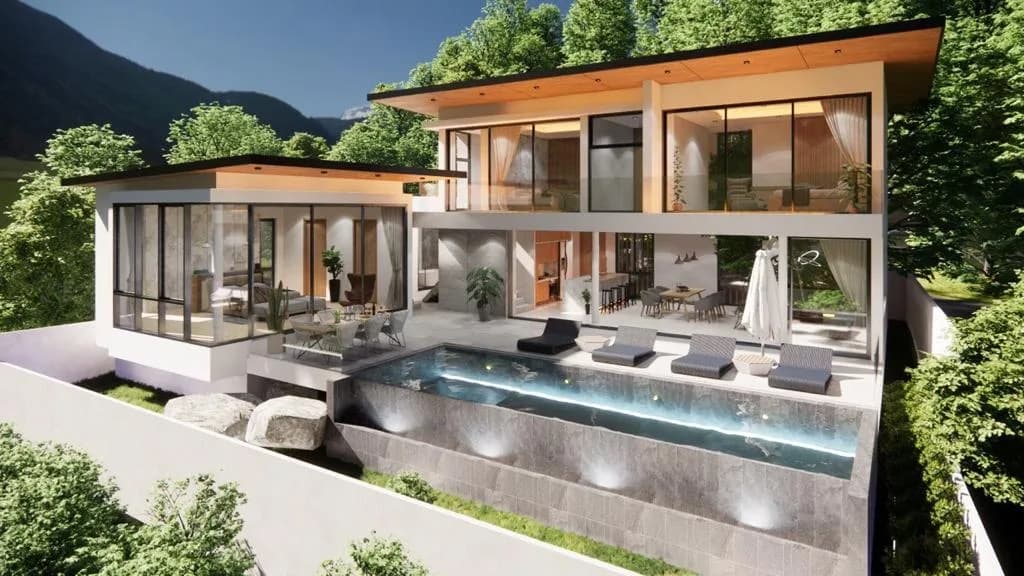 Spacious beautiful 3 bedroom villas in Bophut with panoramic sea views – VIL0438 — vue 1