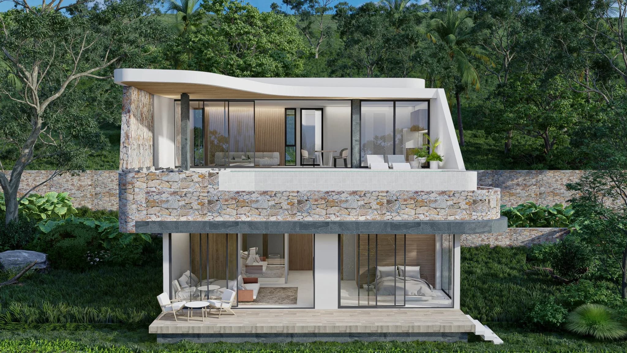 Luxury and modern 3 bedroom villa with stunning sea views in the secured residence in Maenam – VIL0457 — vue 1