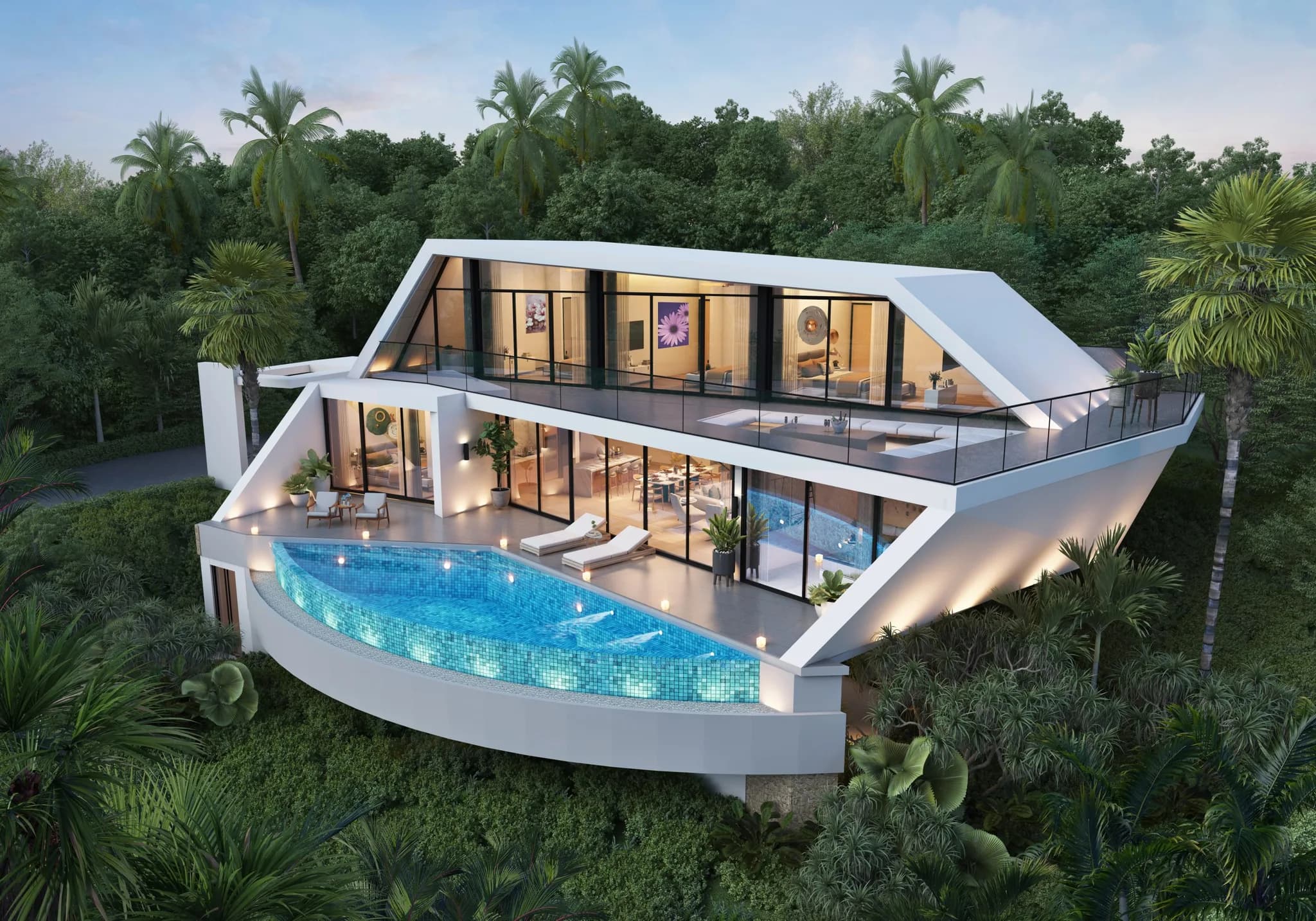 Modern and spacious 5 bedroom villas with sea view and Phangan views in Bophut area – VIL0483 — vue 1