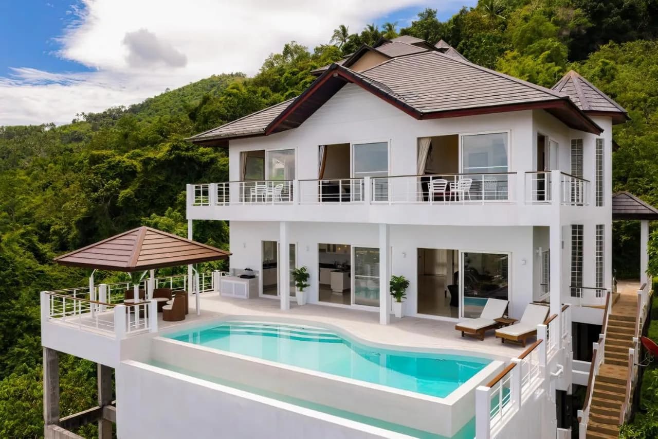 Outstanding sea view 4 bedroom private pool villa + New 2 bedroom apartments in Bophut – VIL0513 — vue 1