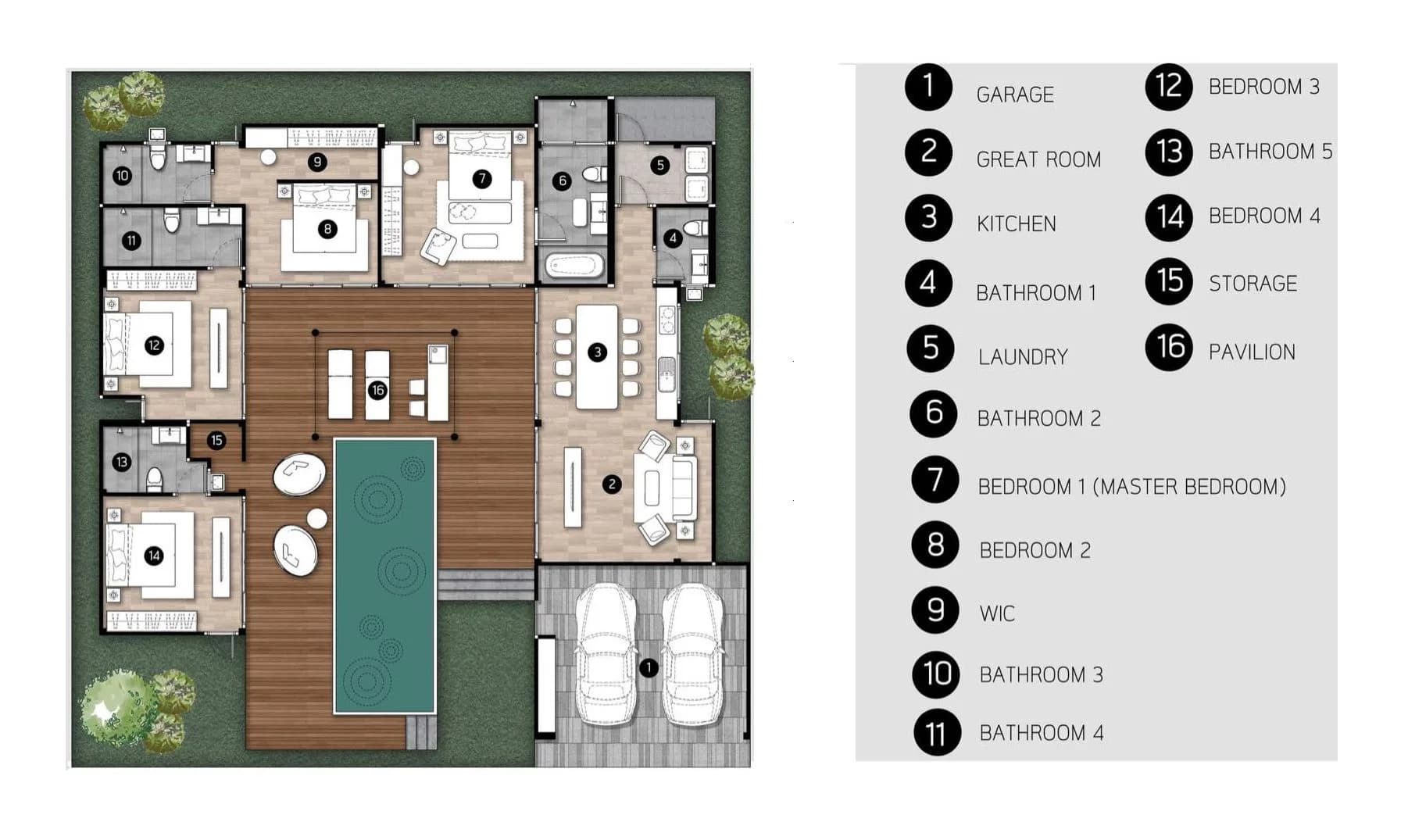4 Bedroom tropical villas with a private pool 700 meters from Maenam beach – VIL0580 — vignette 5